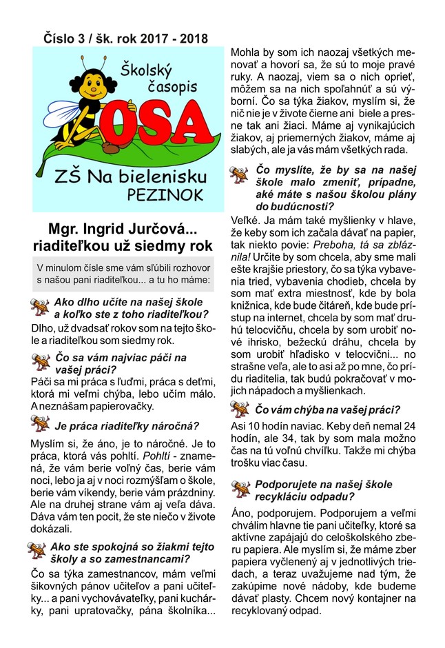 Školský časopis OSA 3 (2017/2018)